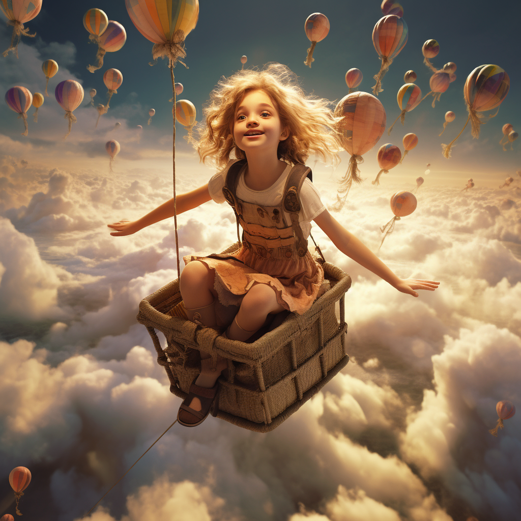 Little girl with sky's imagination