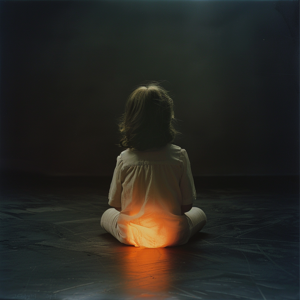 Little girl in dark room