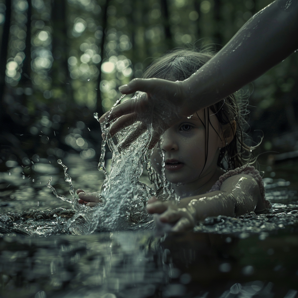 Little girl pulled underwater by ghostly hand