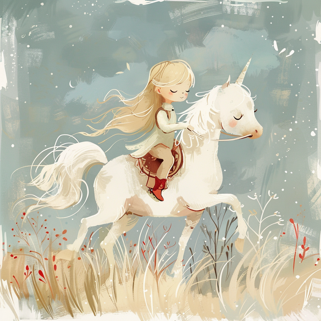 Cute girl riding white horse