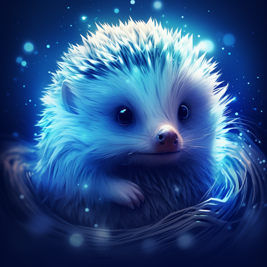 Cute hedgehog logo in blue space