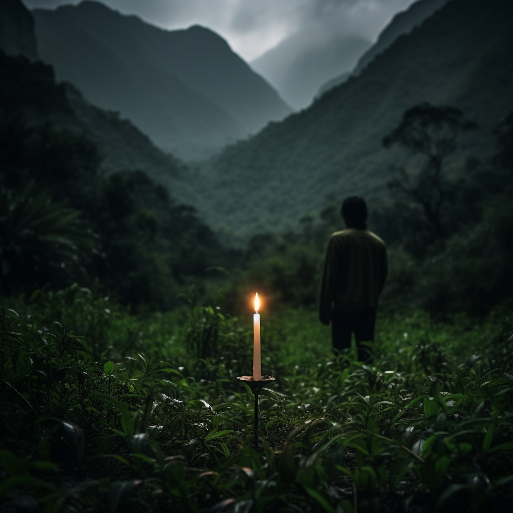 Little light candle in Monterrey Mexico mountains