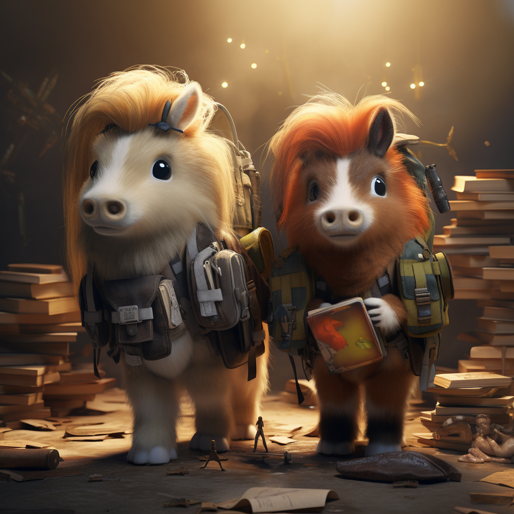 Cute Ponies with Education-related Elements