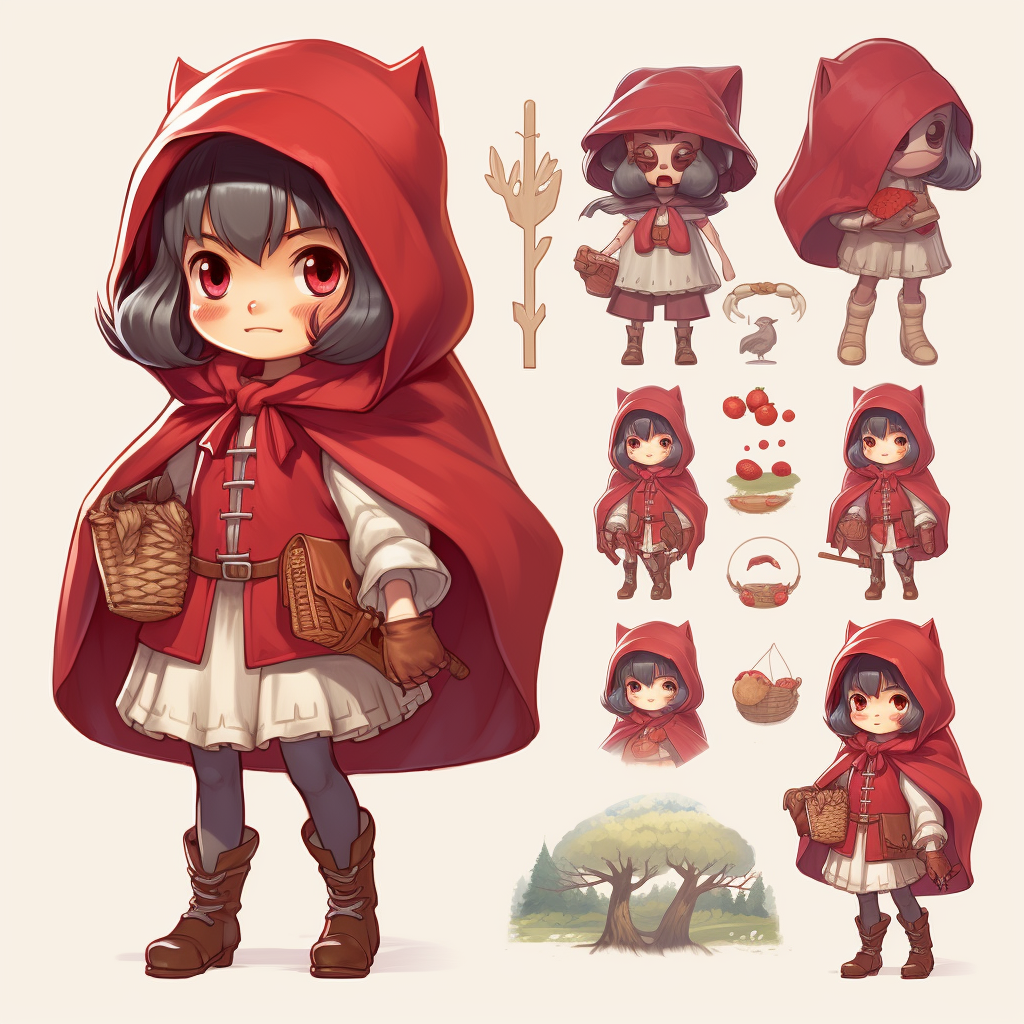 Charming character sheet for Little Red Riding Hood