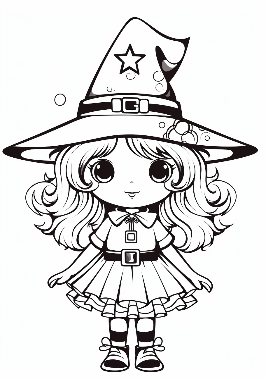 Cute little witch in a big hat