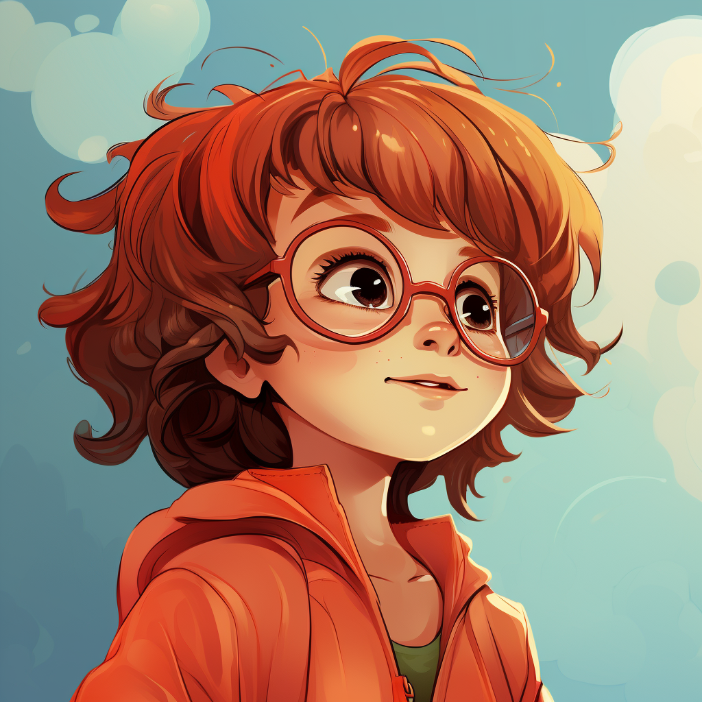 Cartoon of adorable little girl