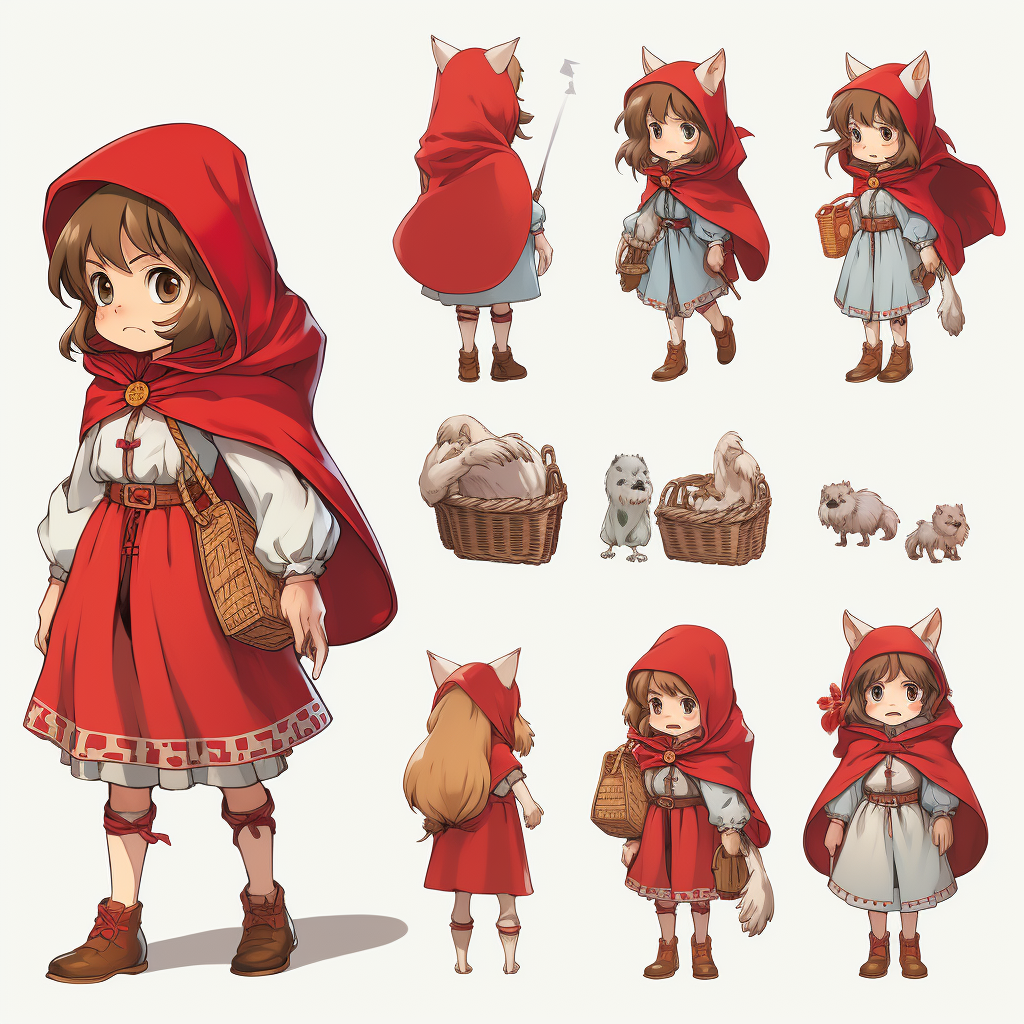 Little Red Riding Hood character sheet illustration