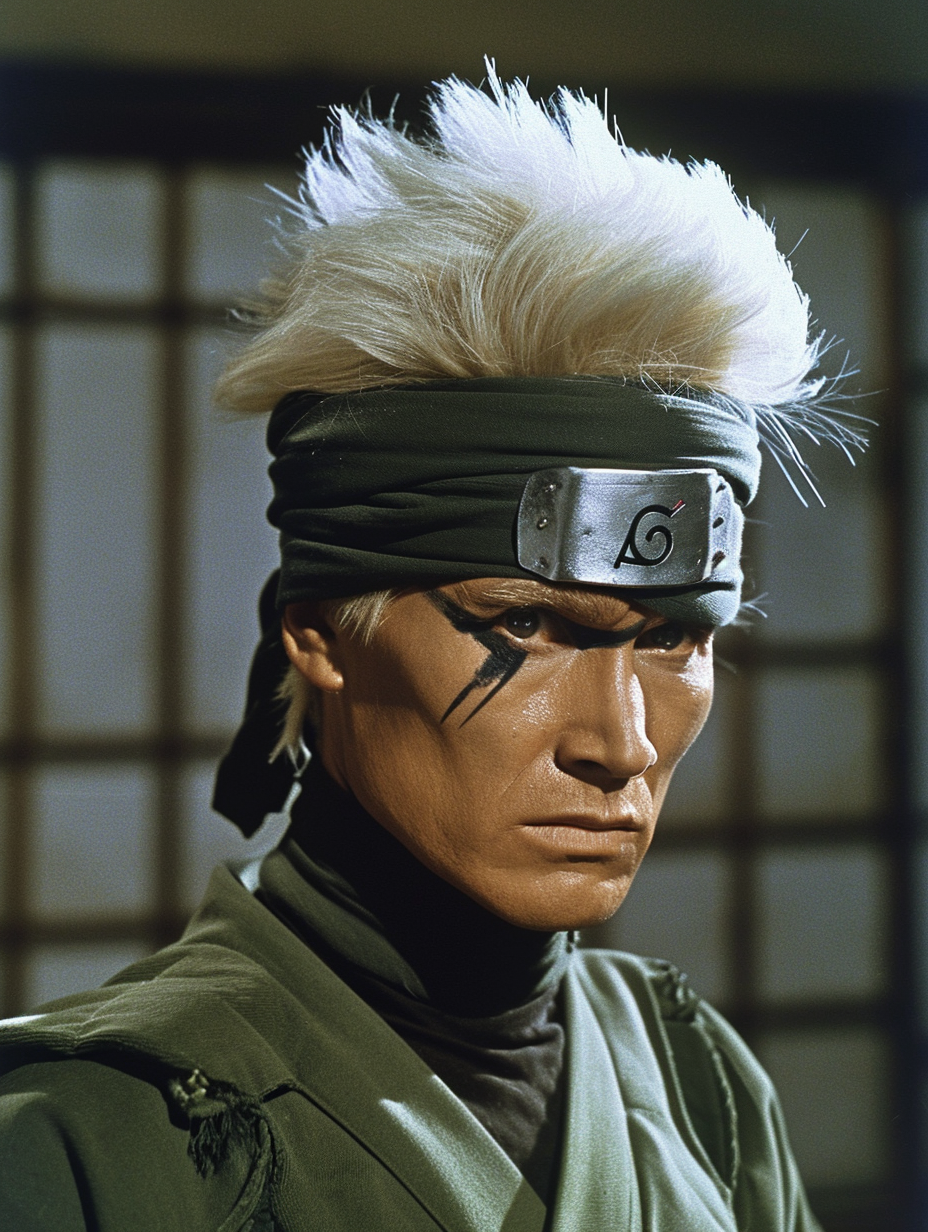 Live action Kakashi wearing headband from 1980s fantasy movie