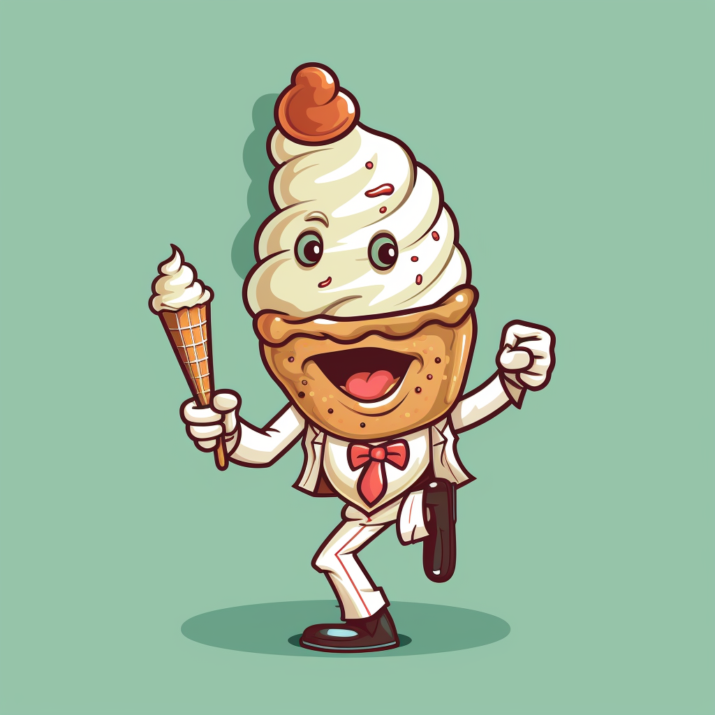 Retro Cartoon Gelato Icecream Mascot