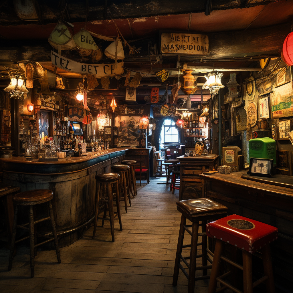 Seedy pirate dive bar interior image