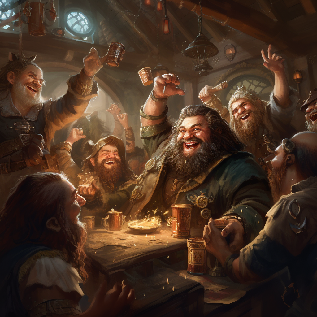 Dwarves enjoying a lively tavern