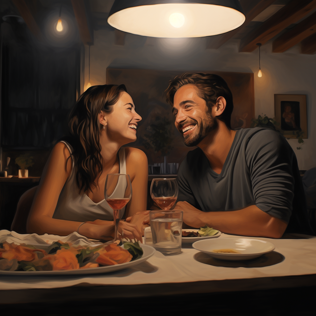 Happy couple enjoying healthy dinner