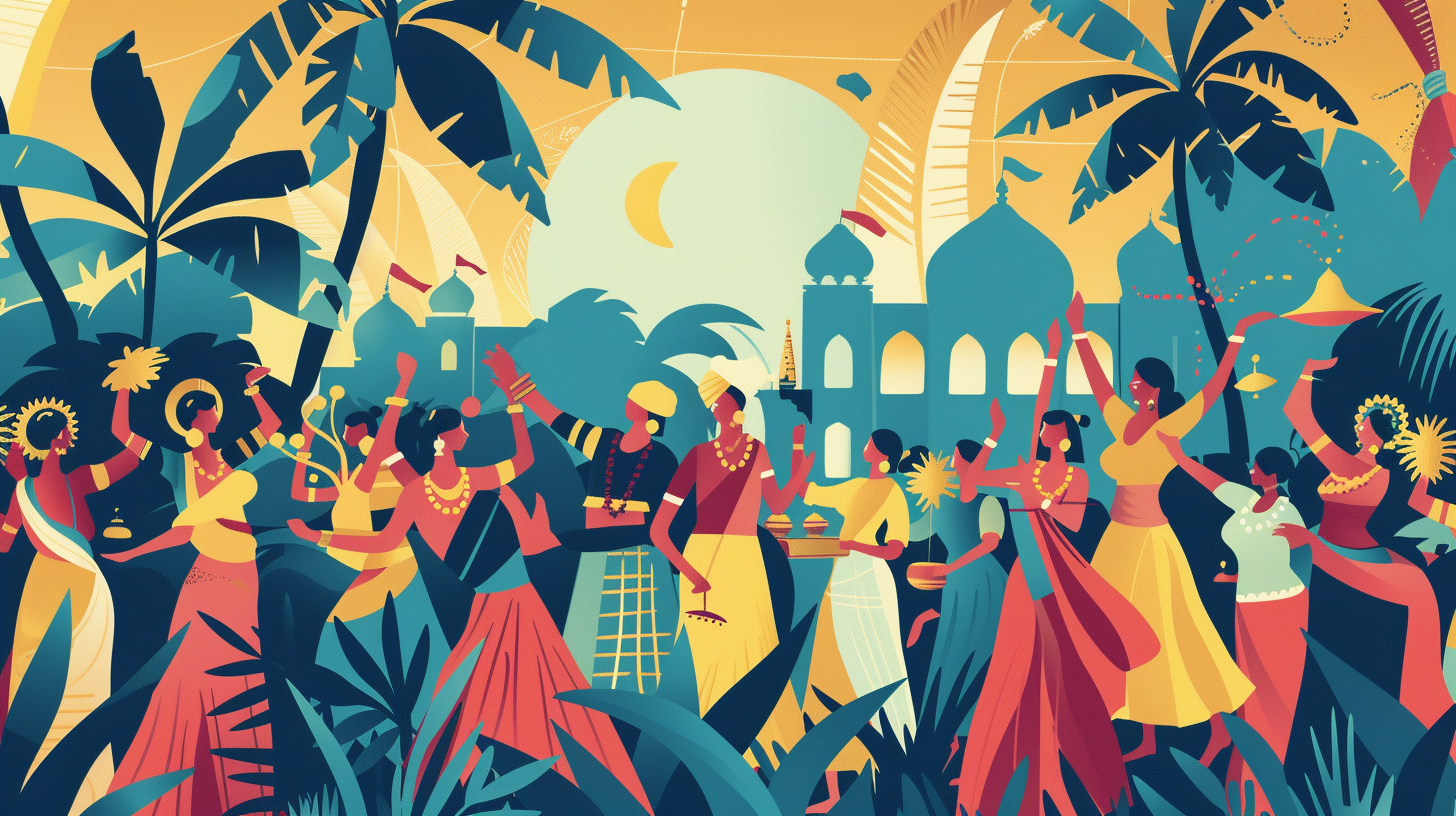 Lively Festival India Illustration