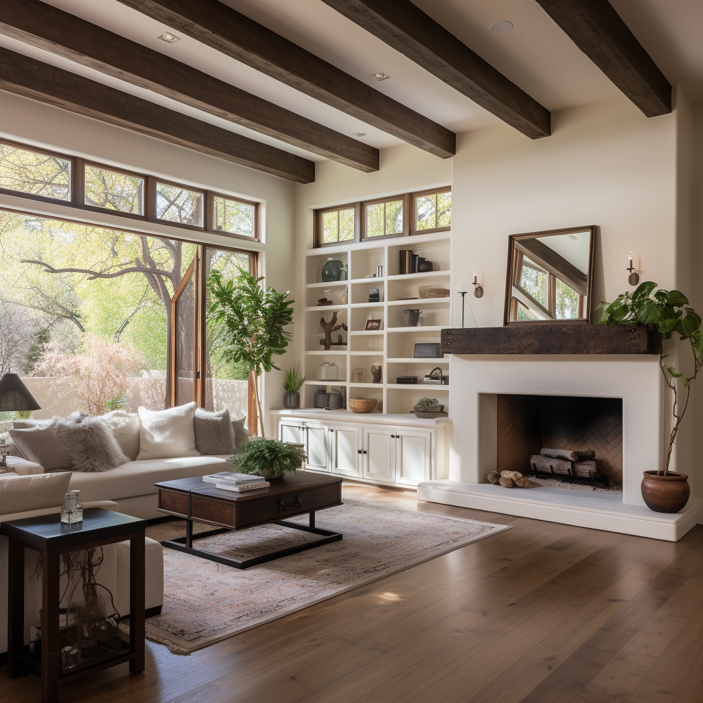 Transitional Living Room with Fireplace and Entertainment Center