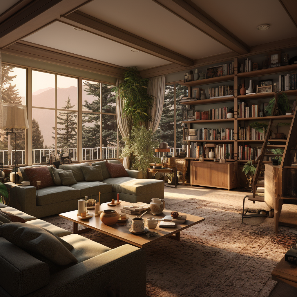 Realistic living room interior design