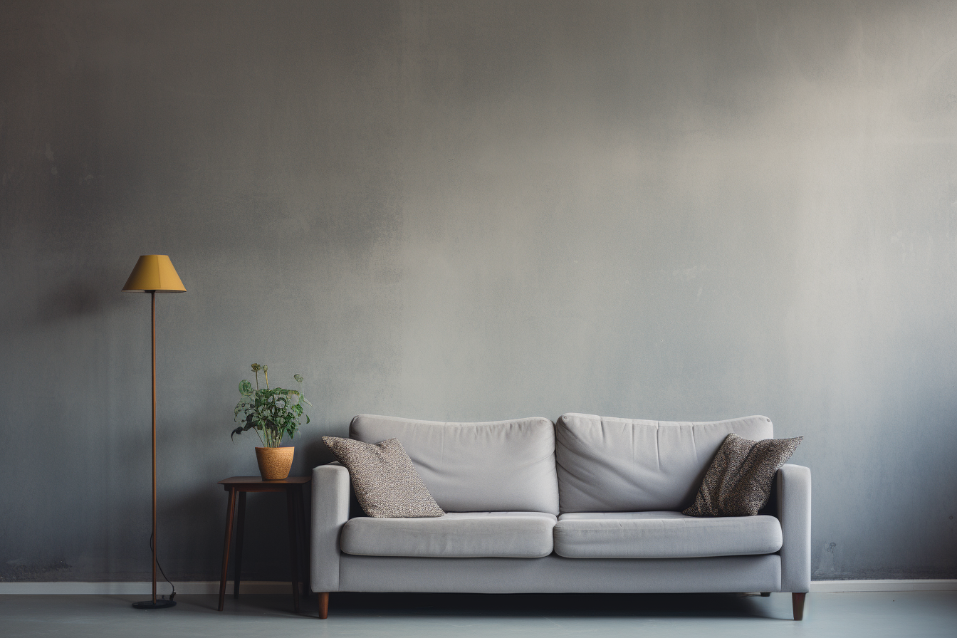 Clean grey wall in modern living room