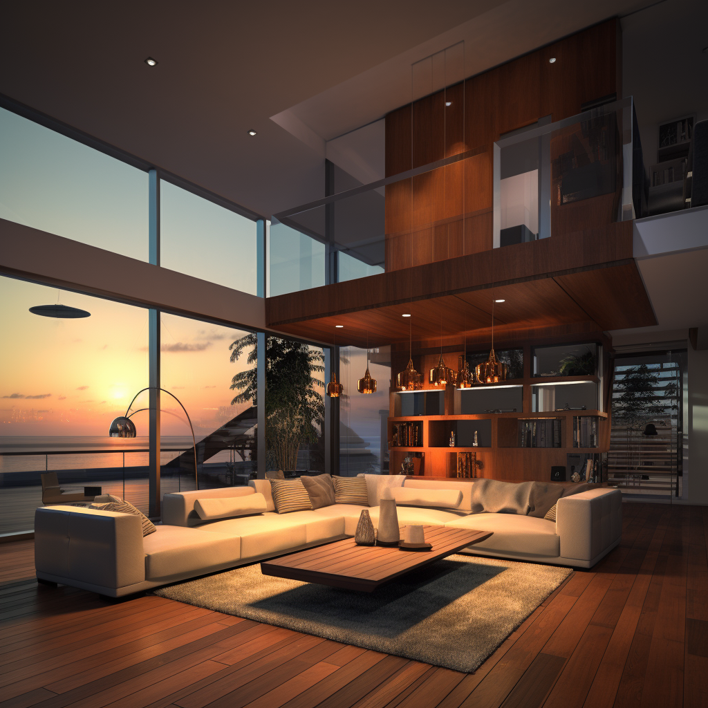 Modern living room elevation view