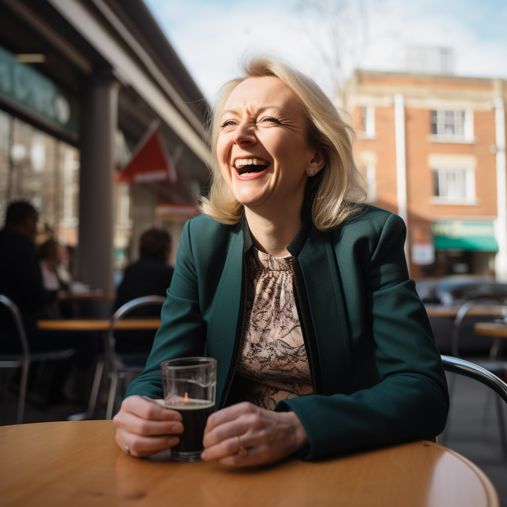 Liz Truss laughing at Deliveroo revolution