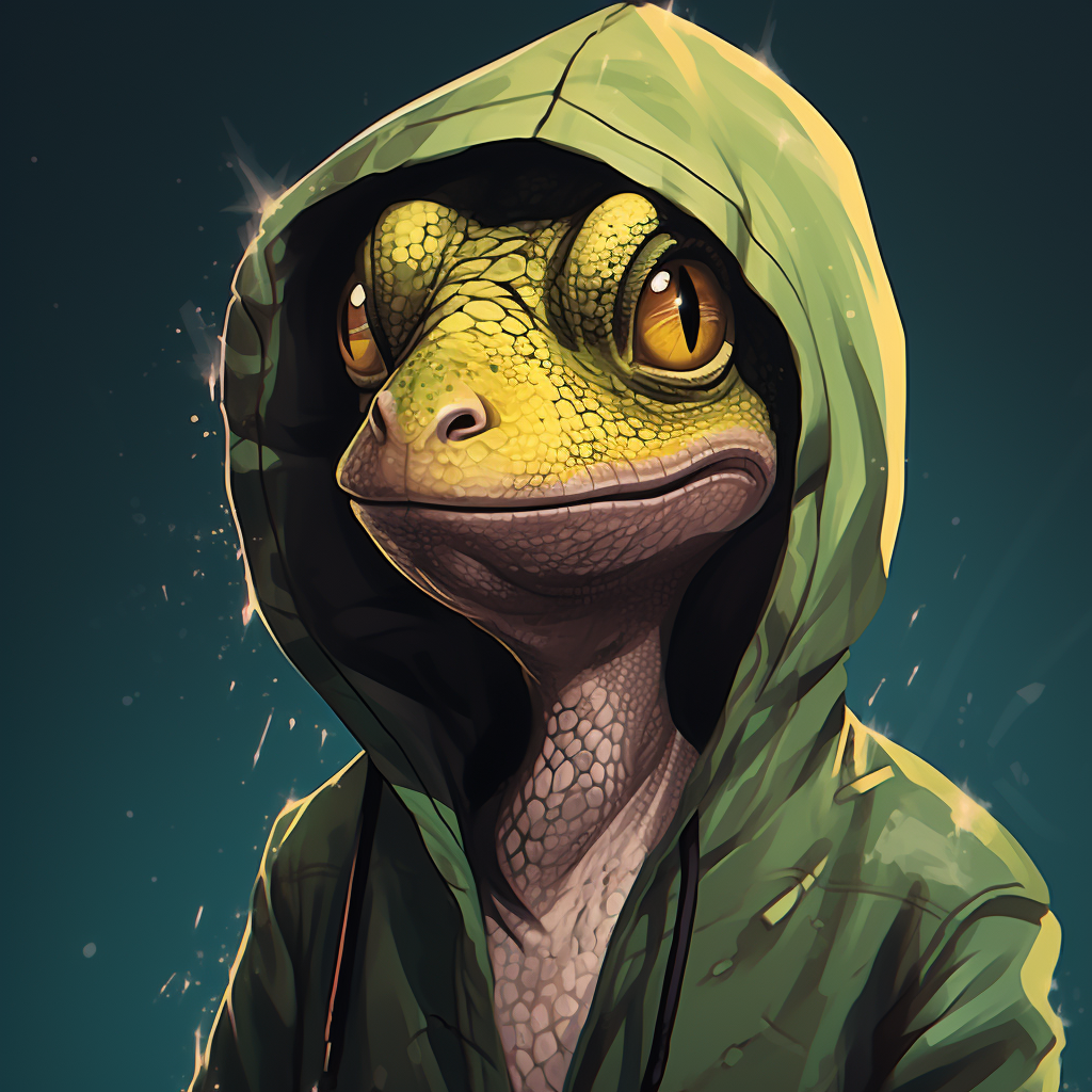 Lizard Character Wearing Hoodie Illustration