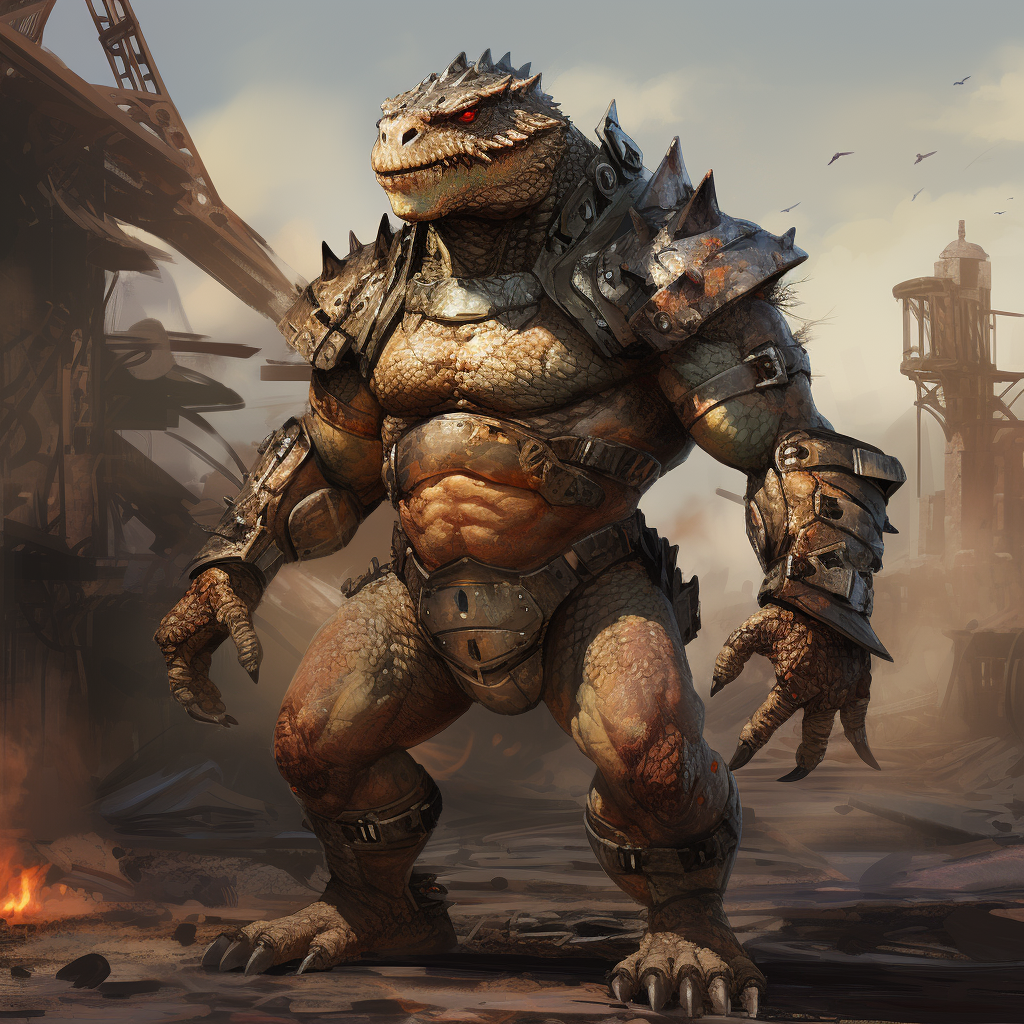 Muscular Lizardman at Medieval Blastfurnace