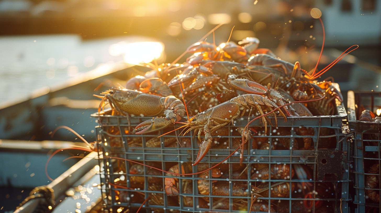 Lobster Trap with Overflowing Lobsters