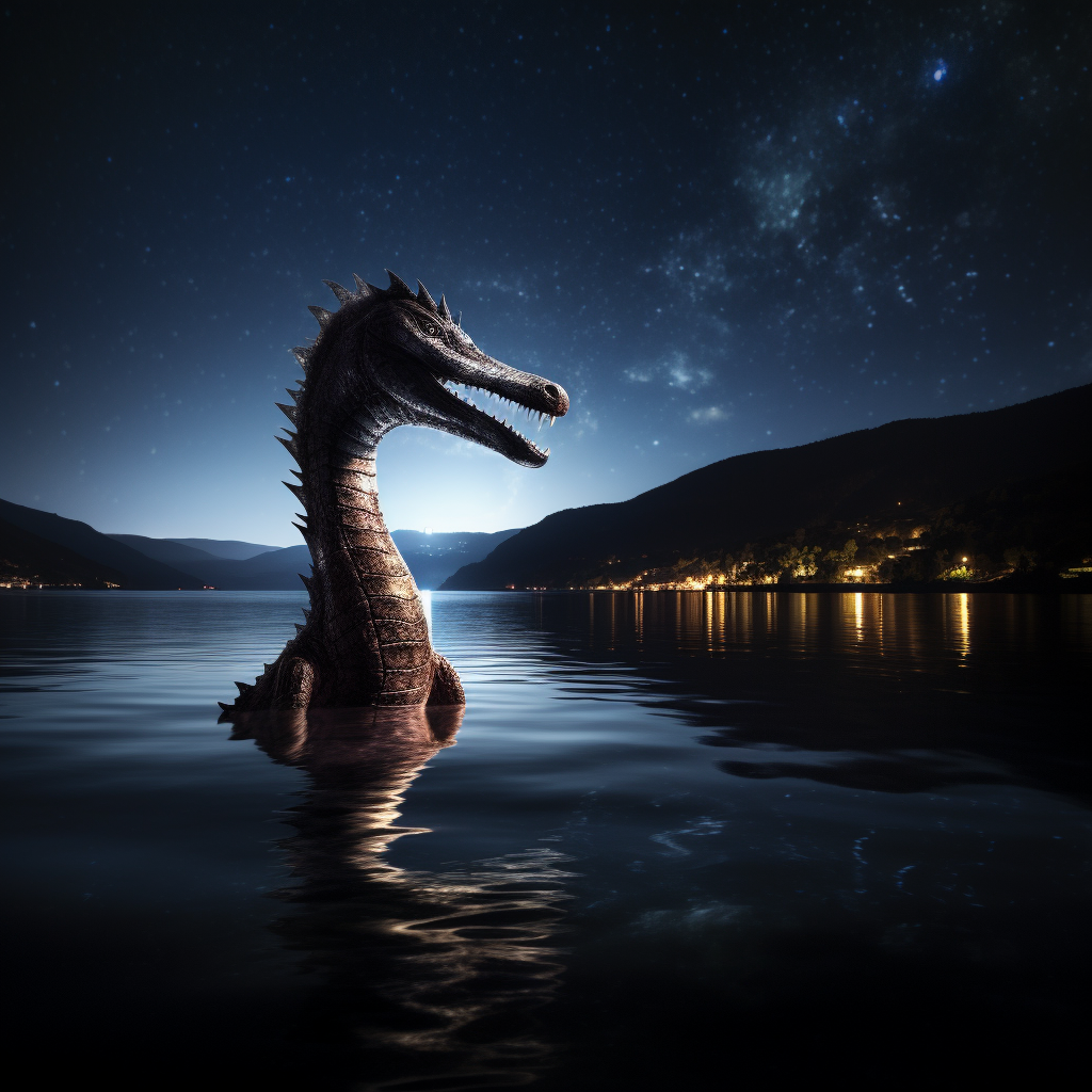 Mysterious Loch Ness Monster at Night