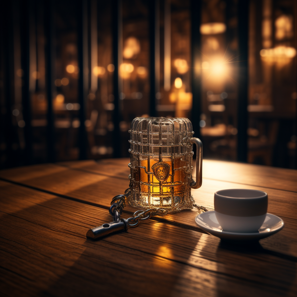 Locked beer glass with padlock