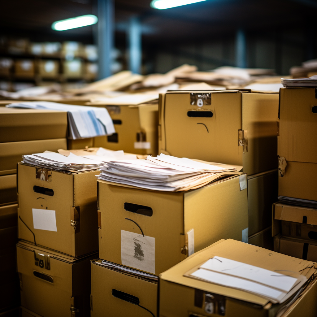 Stack of Paper Locked in Storage Box