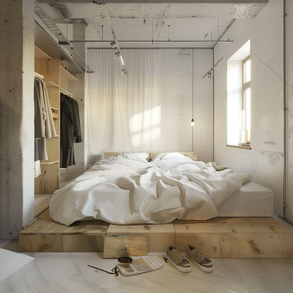 Simple White Bed Prague Loft