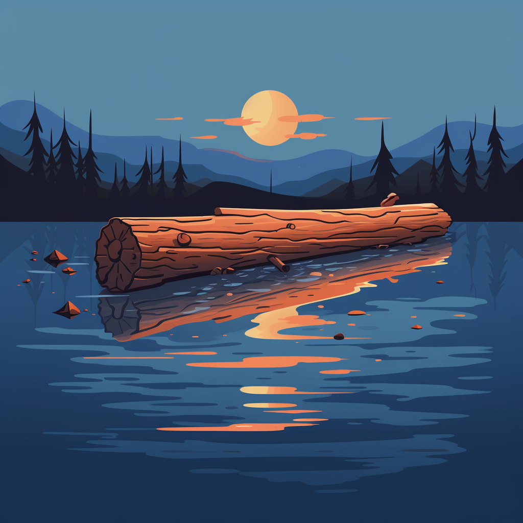 Log Floating in Water Illustration