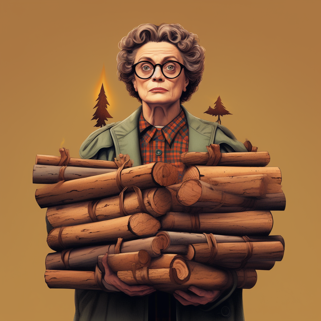 Image of Log Lady Carrying Log