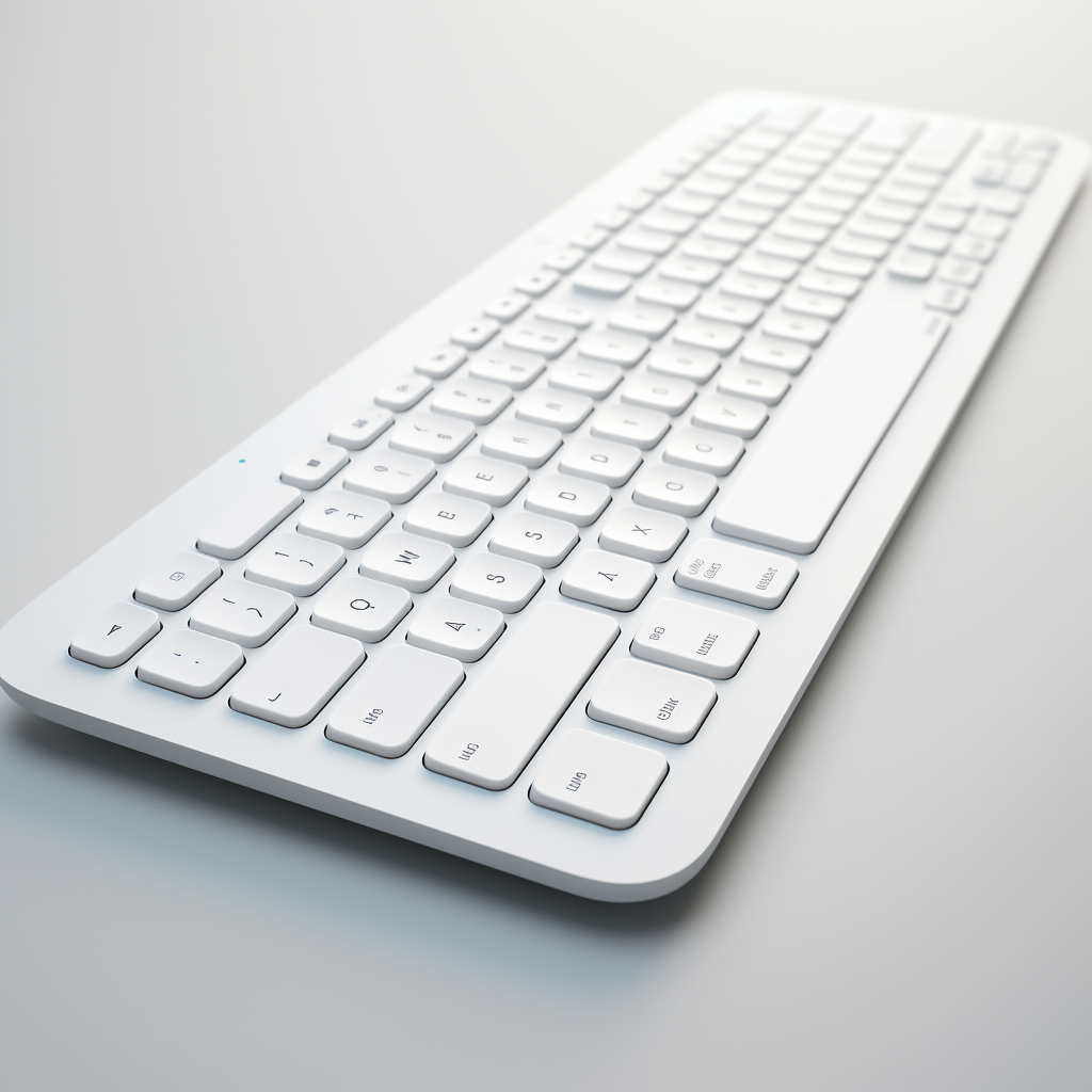 Minimalistic white keyboard with Logitech-inspired design