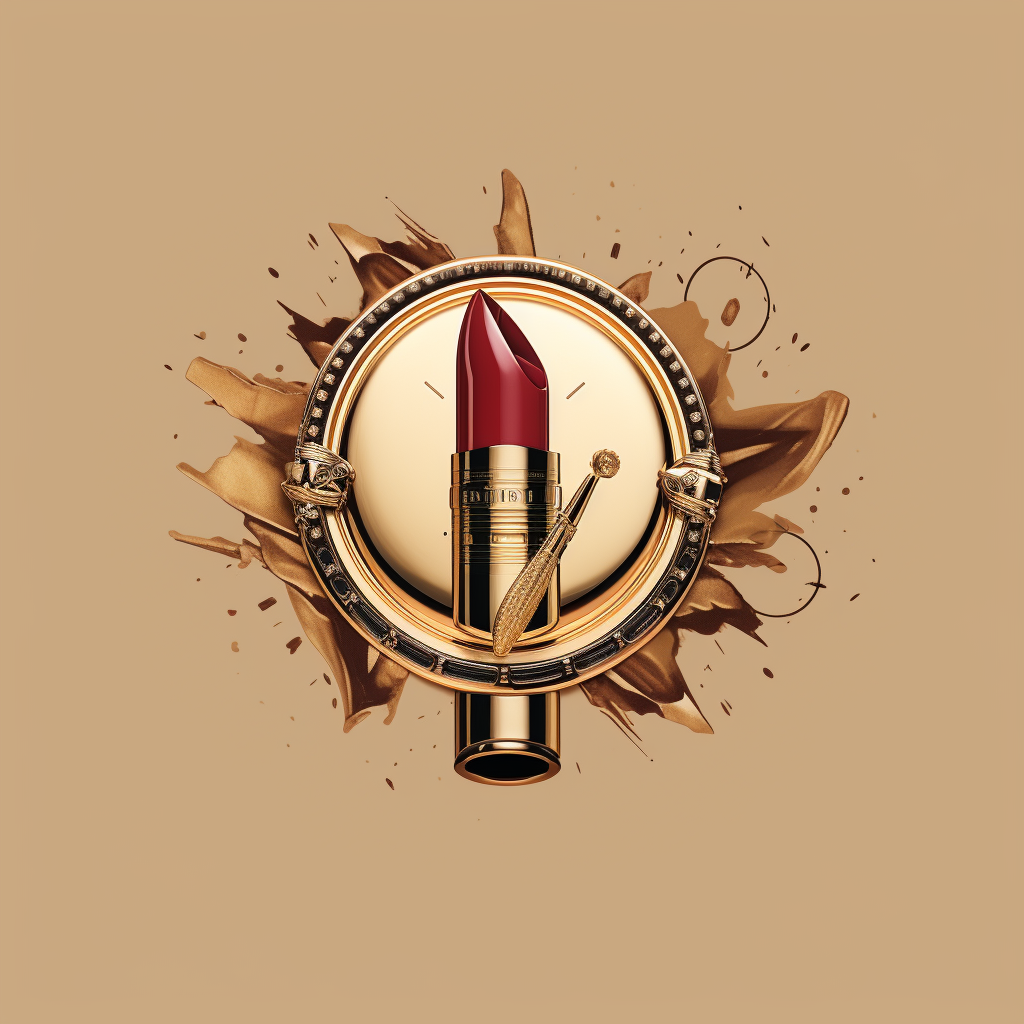 Logo badge with lipstick, high heel shoes, and bullet