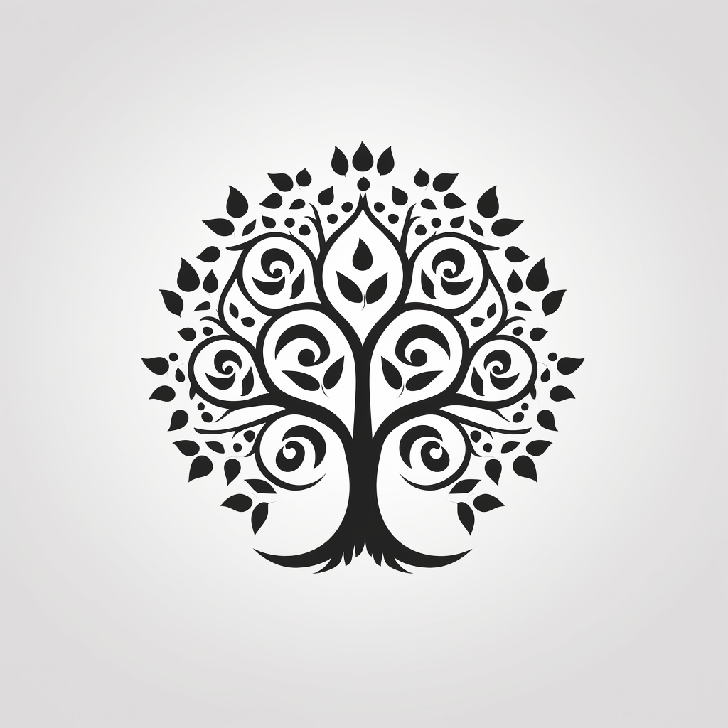 Black and white mandala tree logo