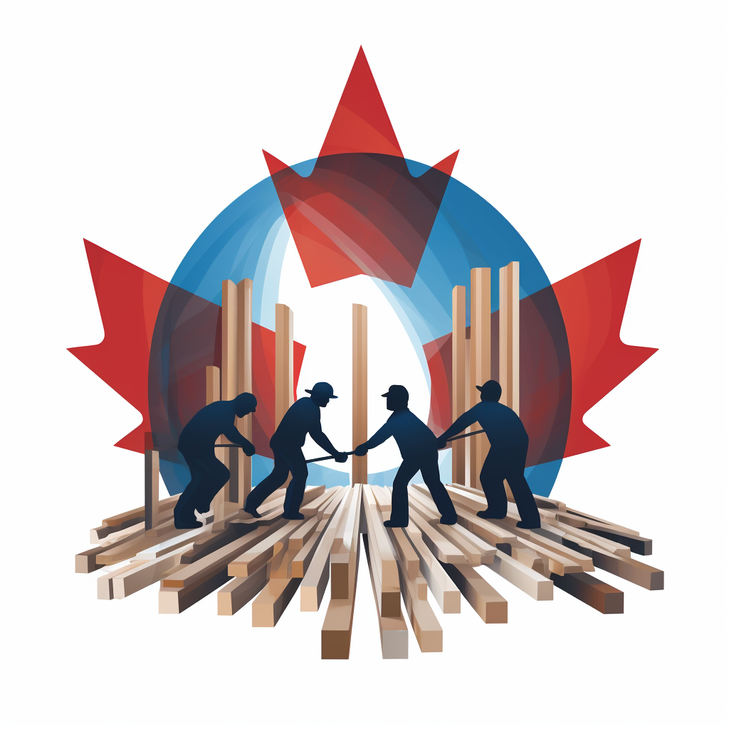 Stick Men Building R Logo with Canadian Flag