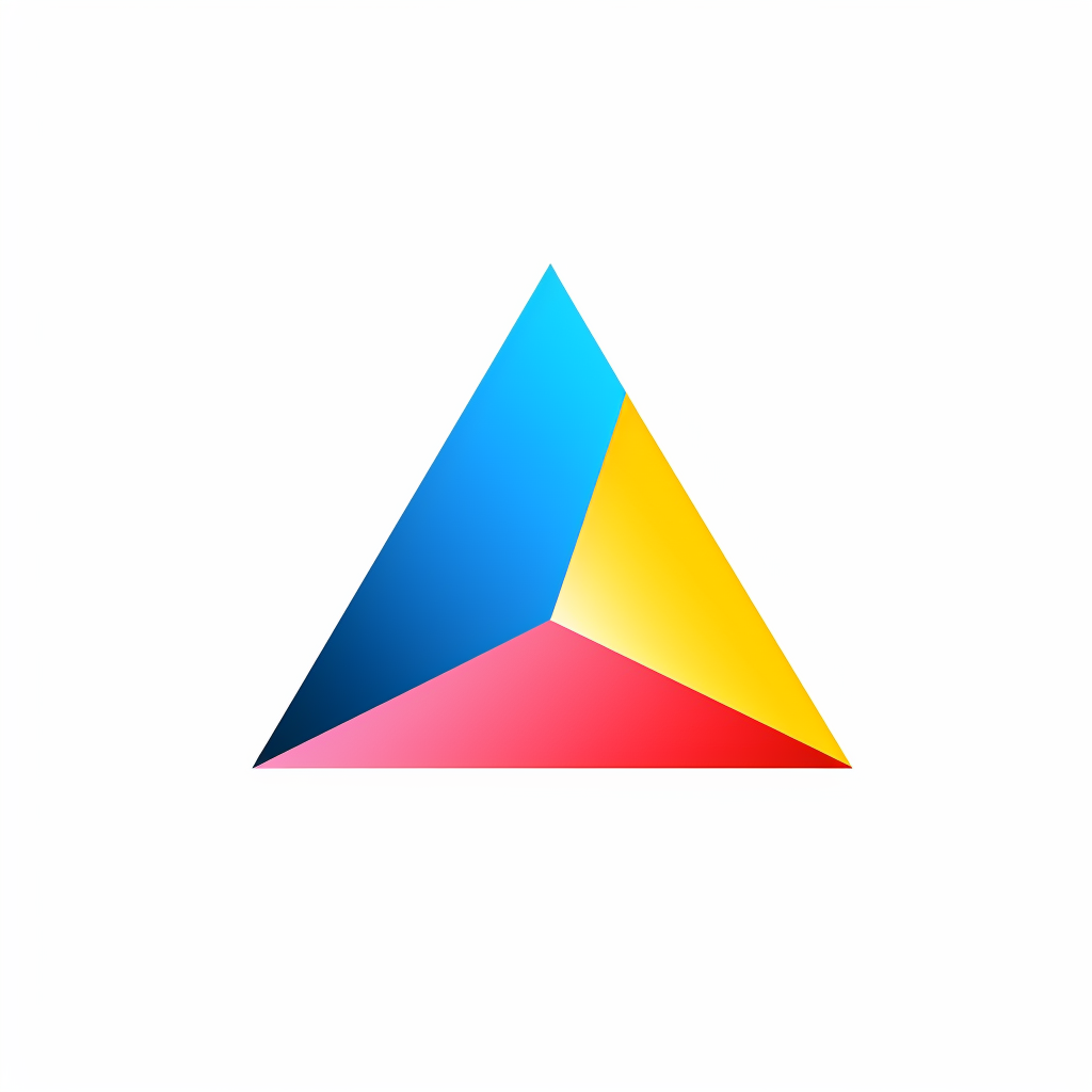 Paul Rand logo design with triangles on white background