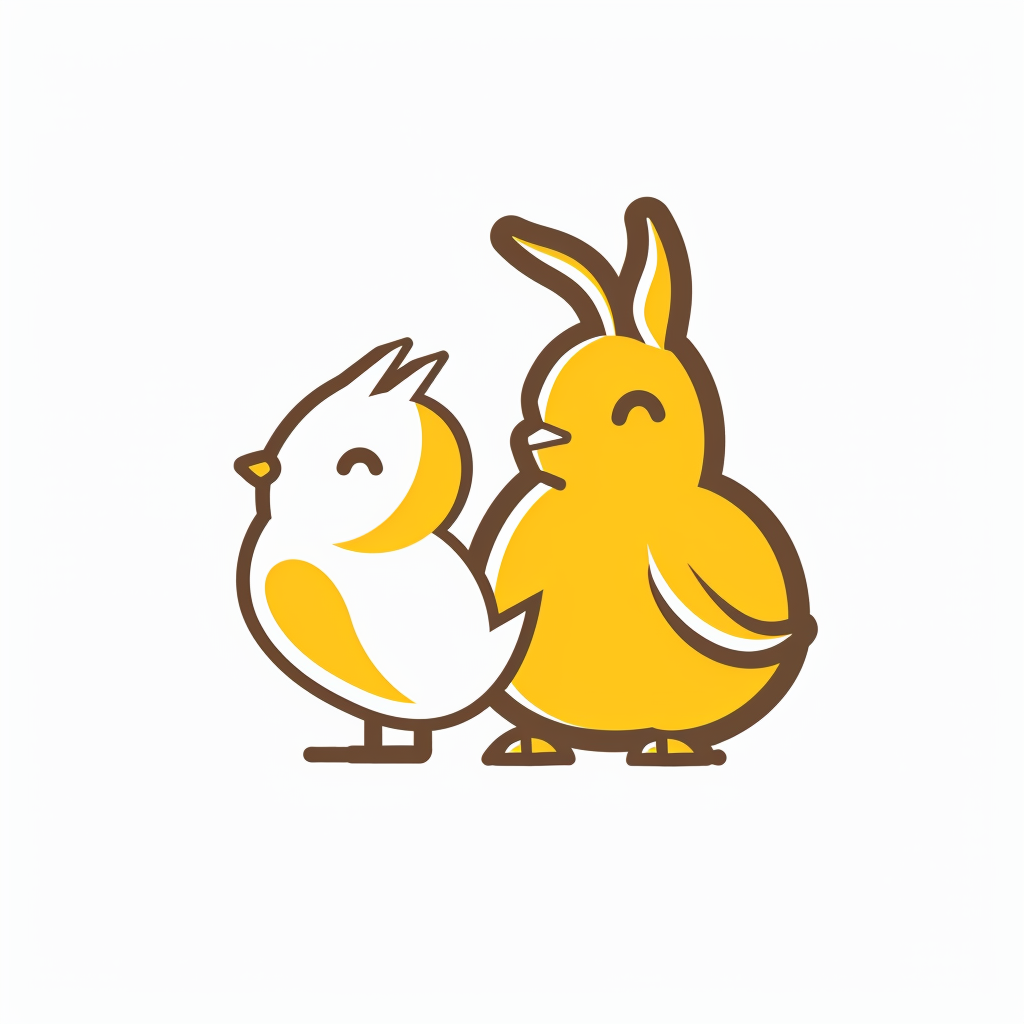 Cute modern logo with female rabbit and boy chick