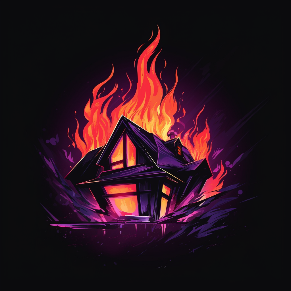 Logo house with cyberpunk fire colors