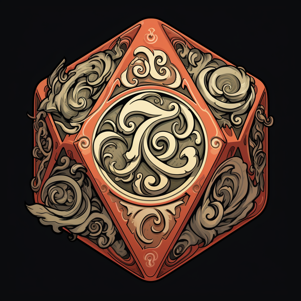 Two six-sided dice in logo style