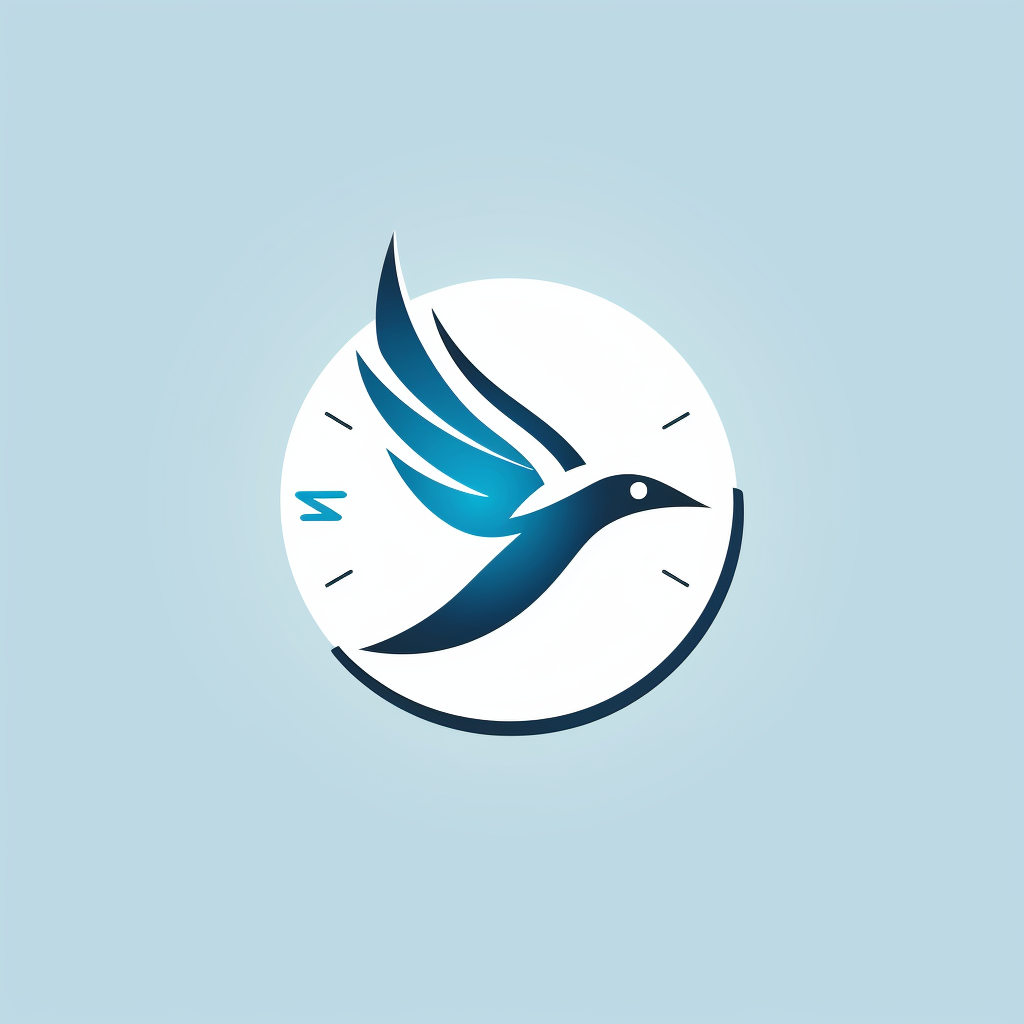 Simple logo design with clock and soaring eagle