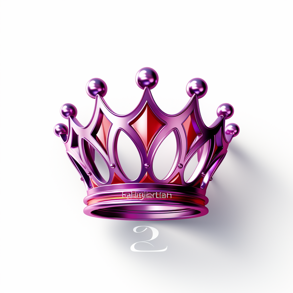 Crown and necktie logo in violet-pink