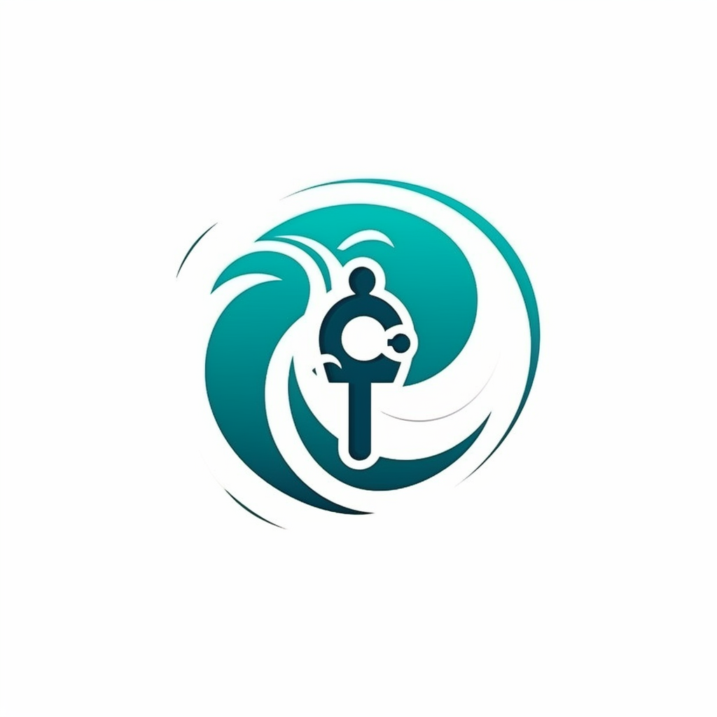 Logo of a key uniting with a sea wave