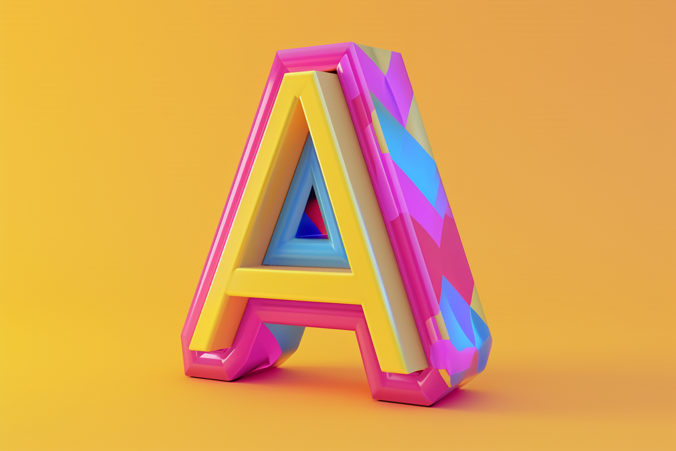 3D digital logo letter A emoji material