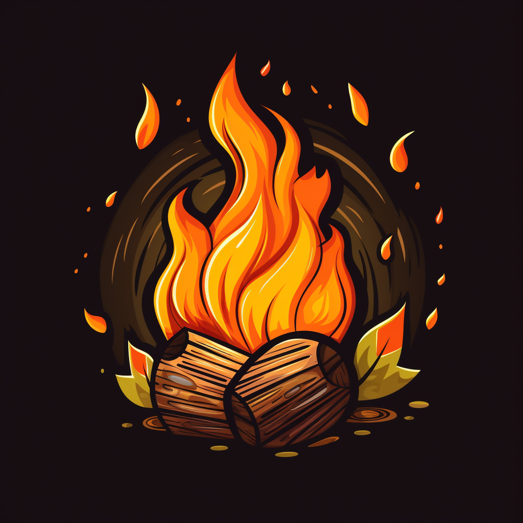 Cartoon logo on fire theme