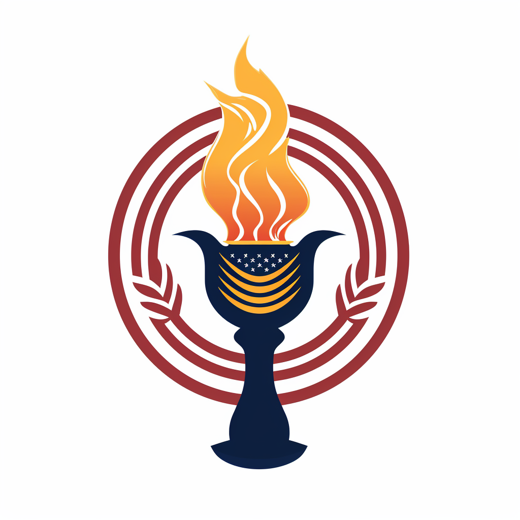 Logo with torch and United States flag