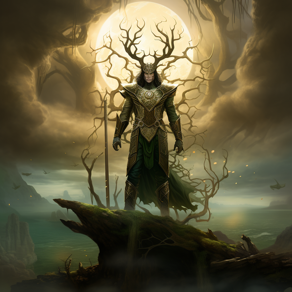 Loki standing at the end of time surrounded by the World Tree