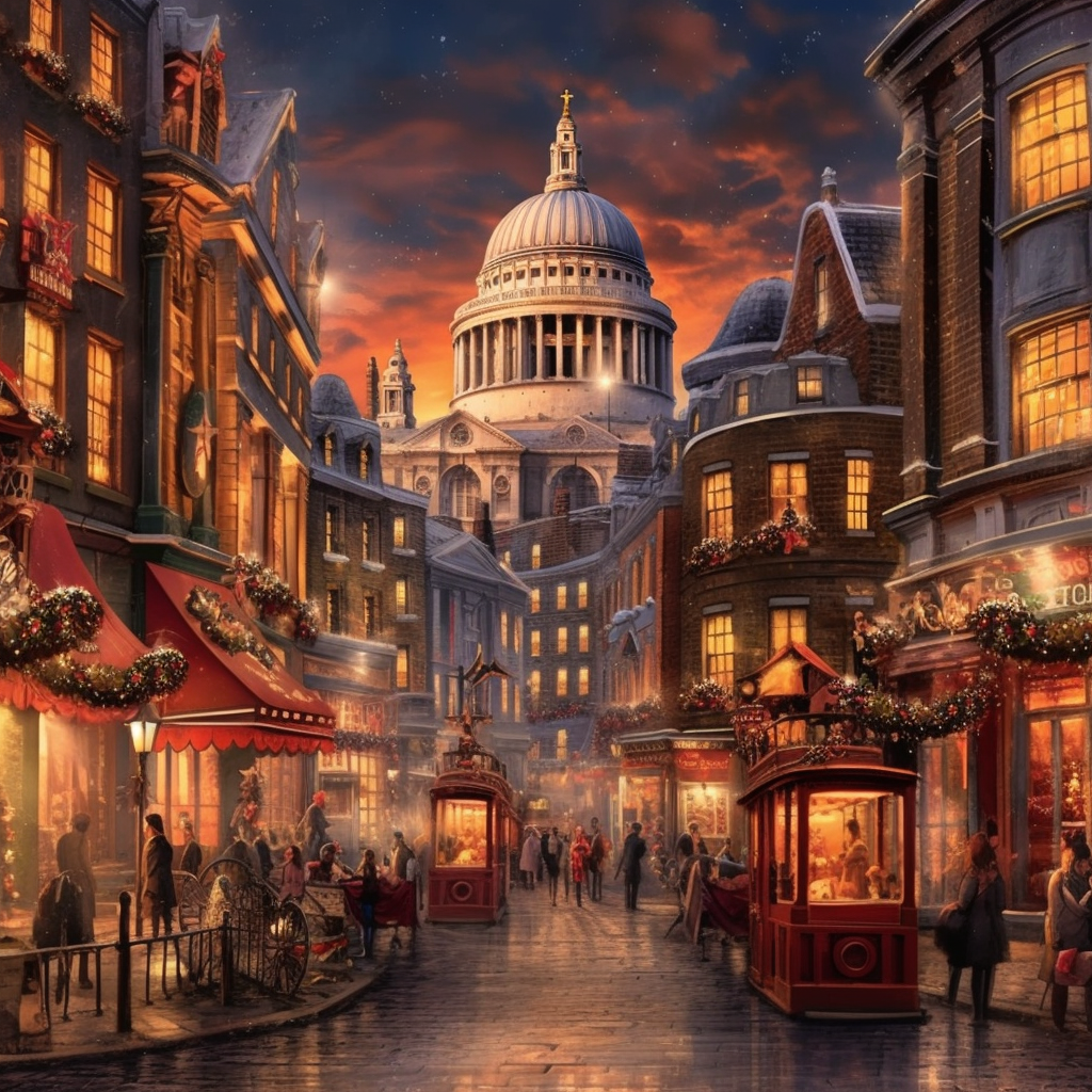 Vibrant and Festive London Christmas Bazaar 2023 Scene