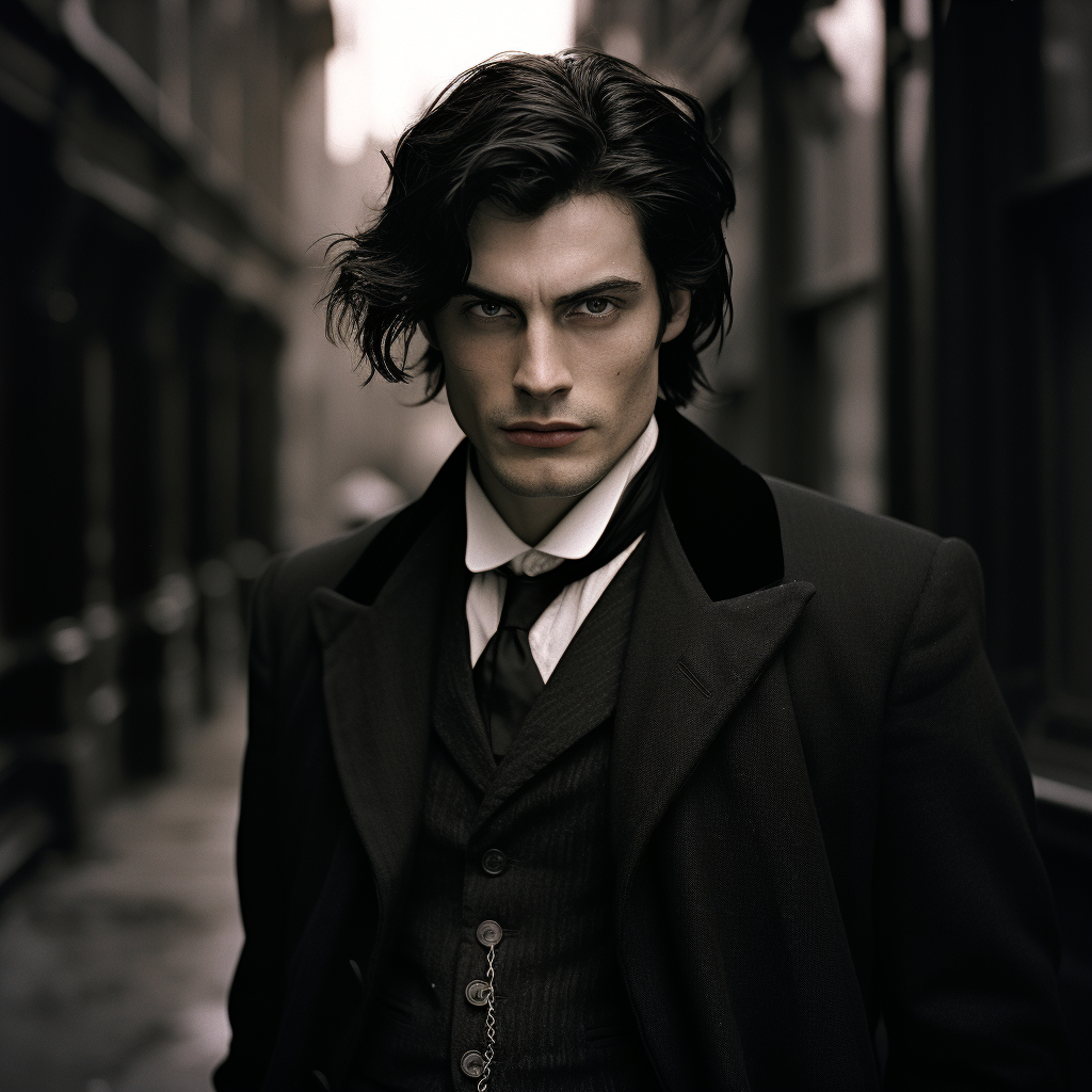 Elegant man with tall dark hair and sharp eyes