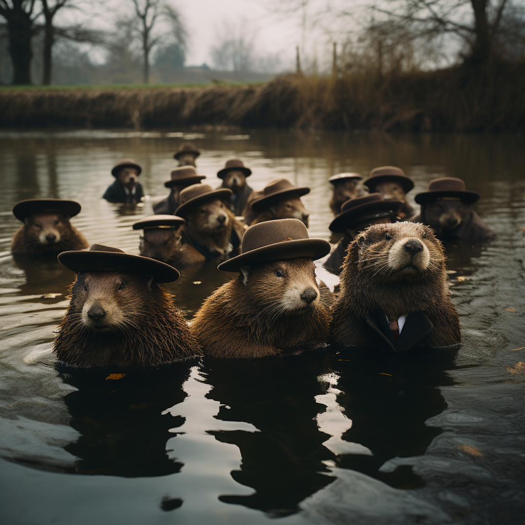 Marsh beavers in London wearing deerstalker caps