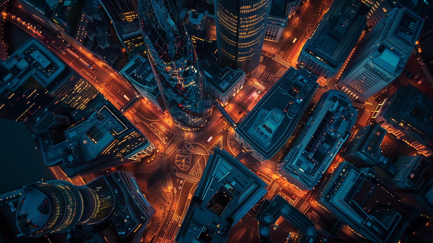 Dazzling London Night View Aerial